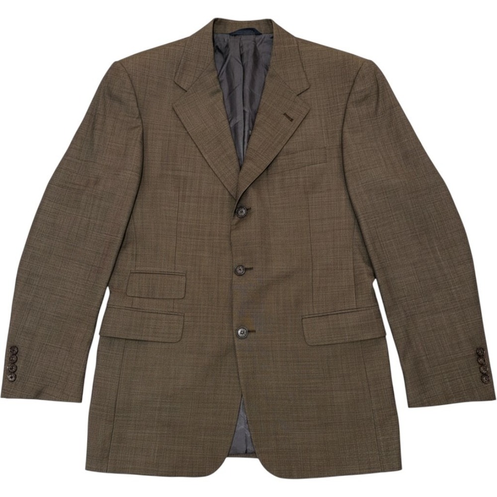Burberry London Mens 38R Brown Wool Micro Check 3 Button Blazer Sport Coat